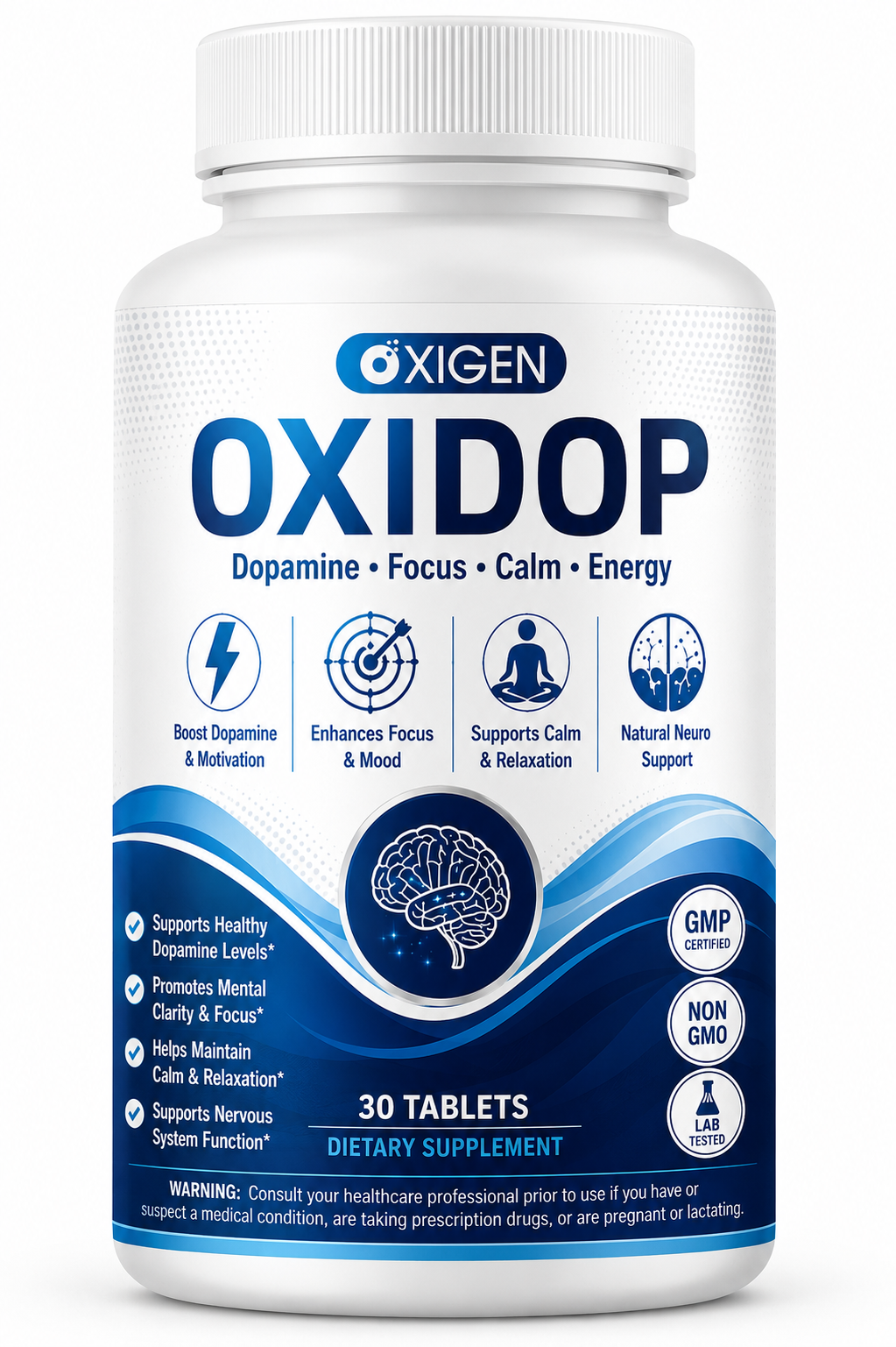 OXIDOP – Focus & Dopamine Support Tablets | Mental Clarity, Calm & Motivation Supplement (30 Tablets)