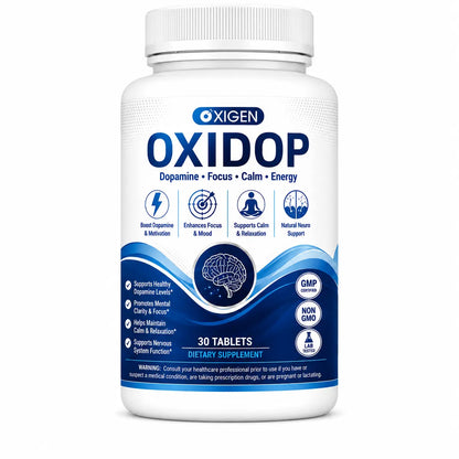 OXIDOP – Focus & Dopamine Support Tablets | Mental Clarity, Calm & Motivation Supplement (30 Tablets)