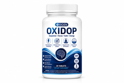 oXIDOP dopamine support tablets bottle – focus, mental clarity, calm, motivation and energy supplement, 30 tablets